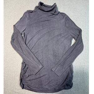 Worth New York Women M Gray Lightweight Turtleneck Long Sleeve Pullover Sweater